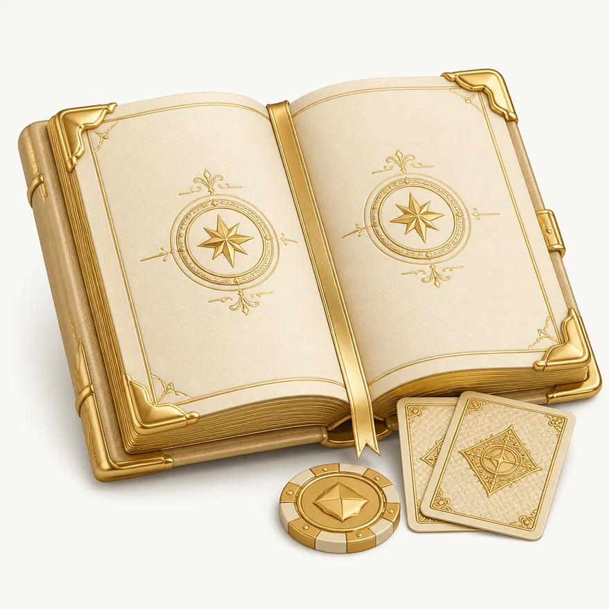 Open rulebook with cards — Vox