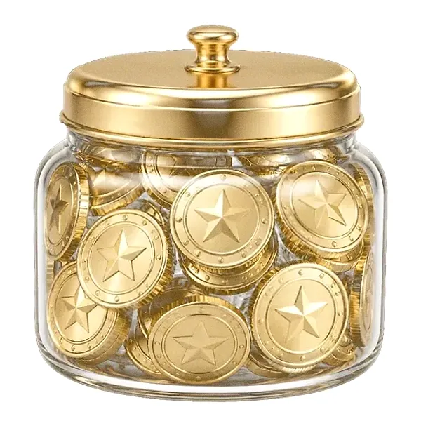 Coin-filled jar — Vox